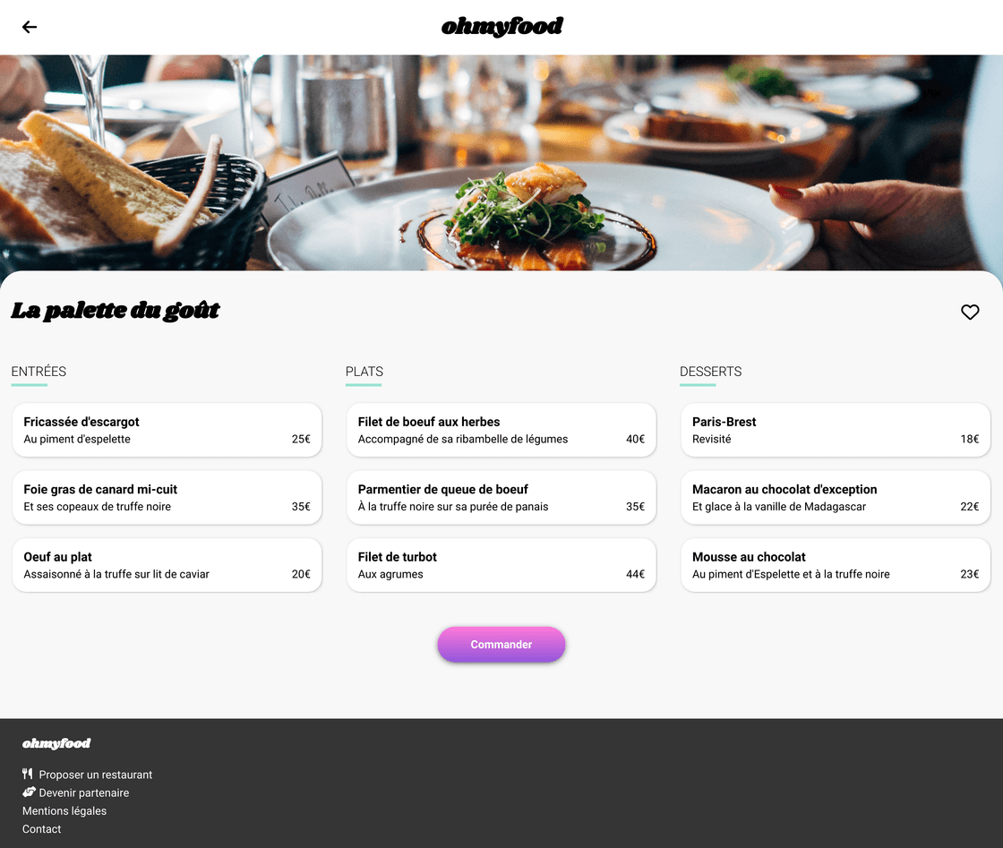 Restaurant Page